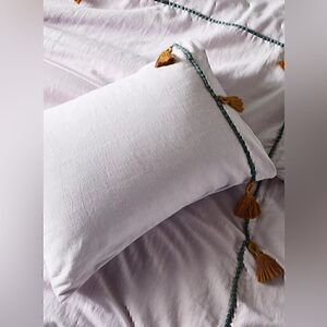 Anthropologie Tasseled Border Pillow Shams Set Of 2 King Lilac New 20" x 36”